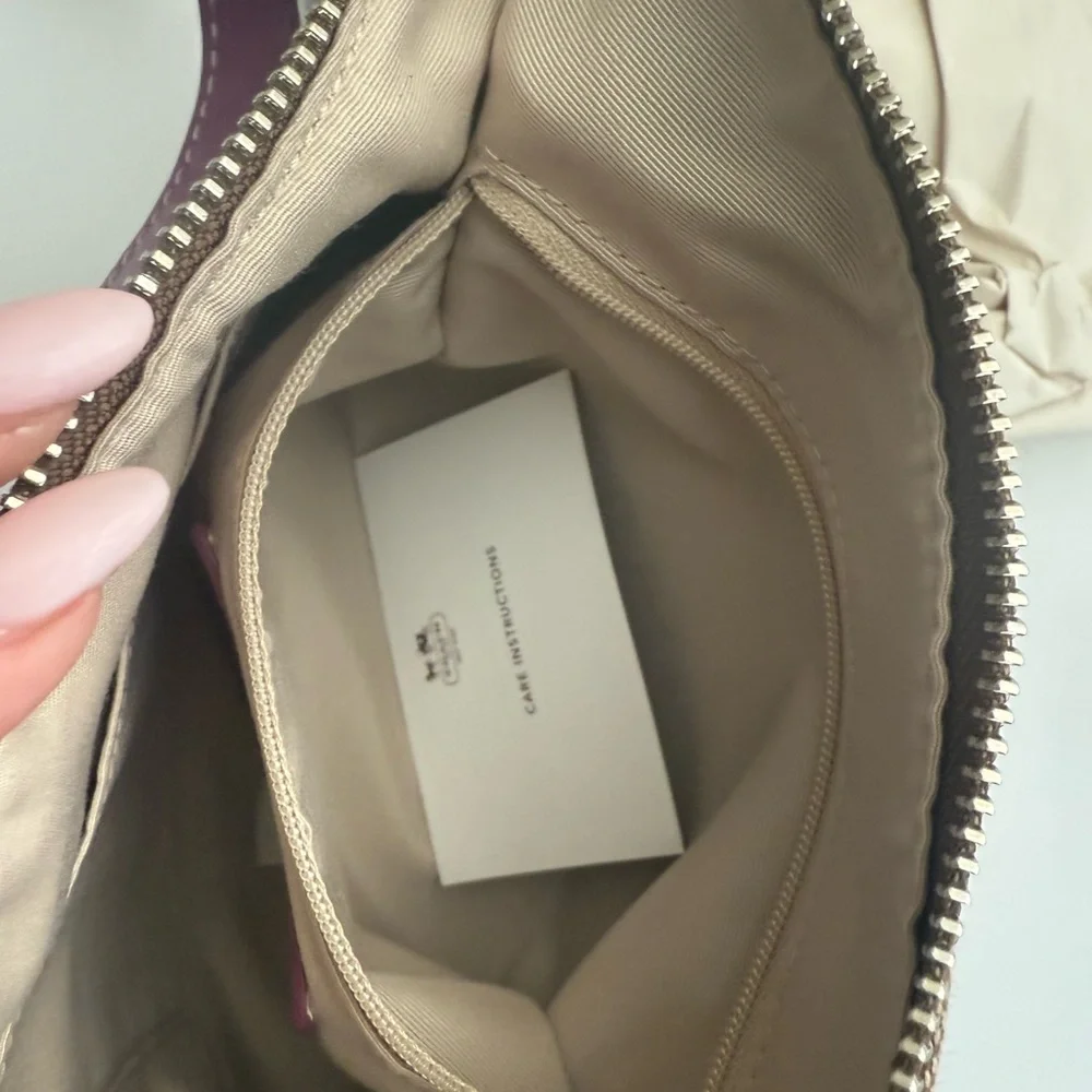 Coach Signature Hobo Purse Berry Pink & Khaki Monogram Medium Purse A1260-F19281 - Picture 6 of 10